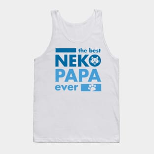 The Best Neko Papa Ever Blue Tank Top